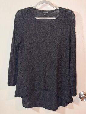 Eileen Fisher Charcoal Knit linen tencel blend medium top